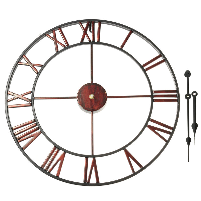 Classic Large Metal Wrought Iron Wall Clock Roman Numerals Steampunk Home Decor