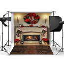 7x5ft Christmas Fireplace Photography Backdrop Vinyl Studio Background Photo Prop
