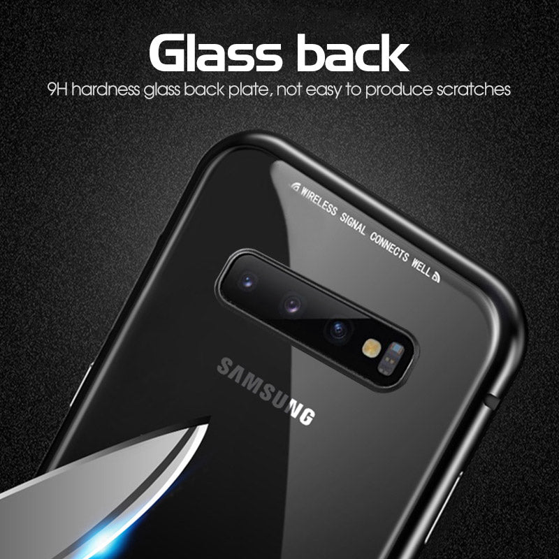 Bakeey Magnetic Adsorption Aluminum Alloy Tempered Glass Protective Case + 2 Packs Kisscase 10D Hydrogel Screen Protector For Samsung Galaxy S10 Plus