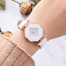 Fahion Diamond Mirror Watch Ladies Dress Ultra-thin Leather Women Quartz Watch