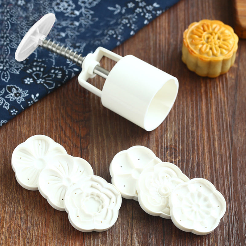 50g 6 Patterns Moon Cake Mold Round Flower Mould Baking Tool Mid Autumn Festival DIY Decoration
