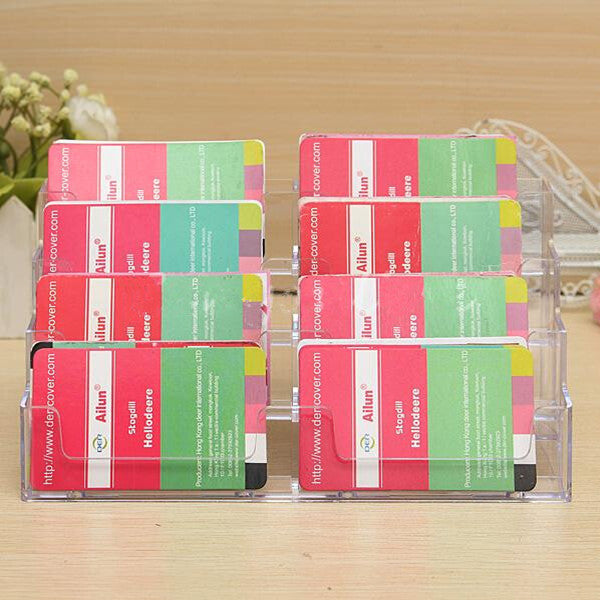 8 Pocket Desktop Office Acrylic Business Card Holder Stand Display