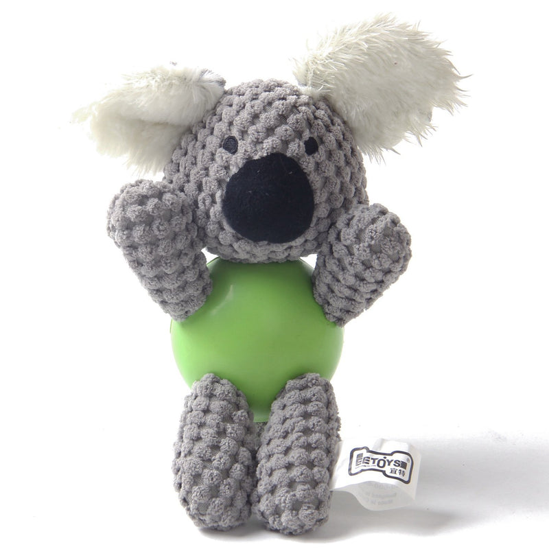 Plush Squeaky Pet Toys with Durable Chew Rubber Ball Body for Dogs Puppy Teething  Interactive Toy