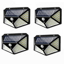 4pcs 100 LED Solar Powered PIR Motion Sensor Wall Light Outdoor Garden Lamp 3 Modes