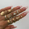 Vintage Three-dimensional Avatar Gold Coin Ring Kit Hollow Heart Geometric Rhinestone Ring Set