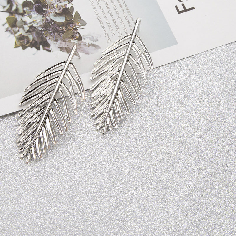 Trendy Ear Drop Leaves Silver Gold Earring Statement Pendientes Mujer Jewelry Long Dangle for Women