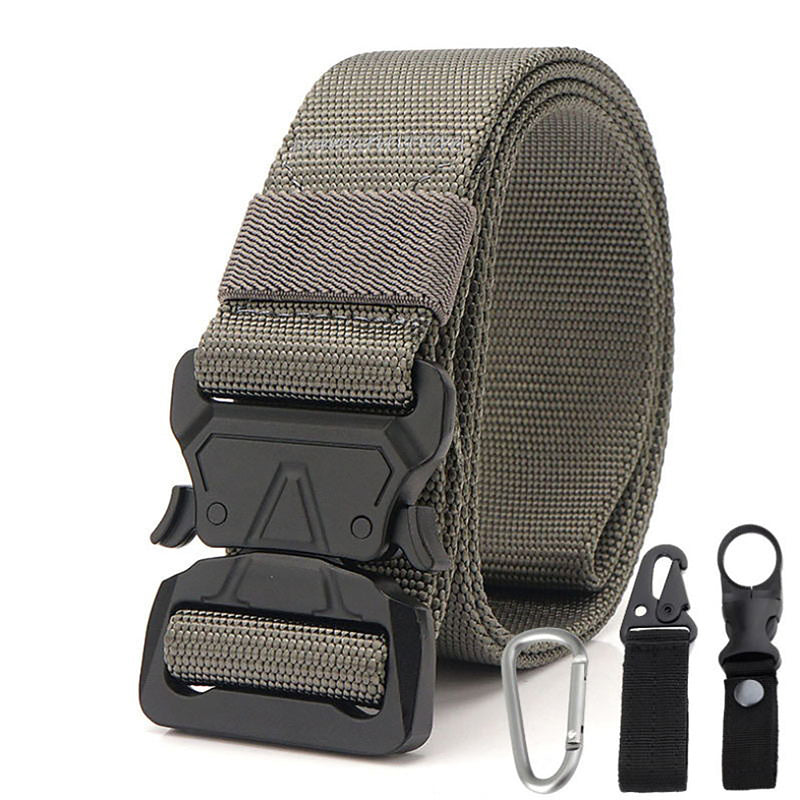 Xmund XD-TB3 125cm Men's 1000D Nylon Belt Metal Buckle Quick Release Tactical Belts With Carabiner Eagle Mouth Buckle Beverage Hanging Belt