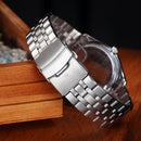 KINGNUOS 1858 Full Steel Casual Style Men Wrist Watch Date Week Display Quartz Watch