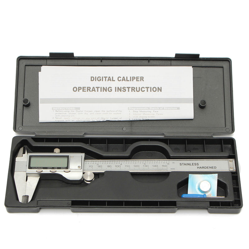 Raitool 6 Inch 150mm LCD Digital Electronic Vernier Caliper Micrometer Stainless Steel Ruler