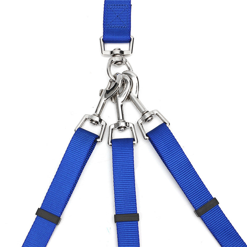 Adjustable 3 Way Nylon Coupler Dog Pet Lead Leash No Tangle with Padded Handle Dog Traction Rope