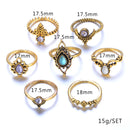 7Pcs Retro Ethnic Style Openwork Gem Joint Ring