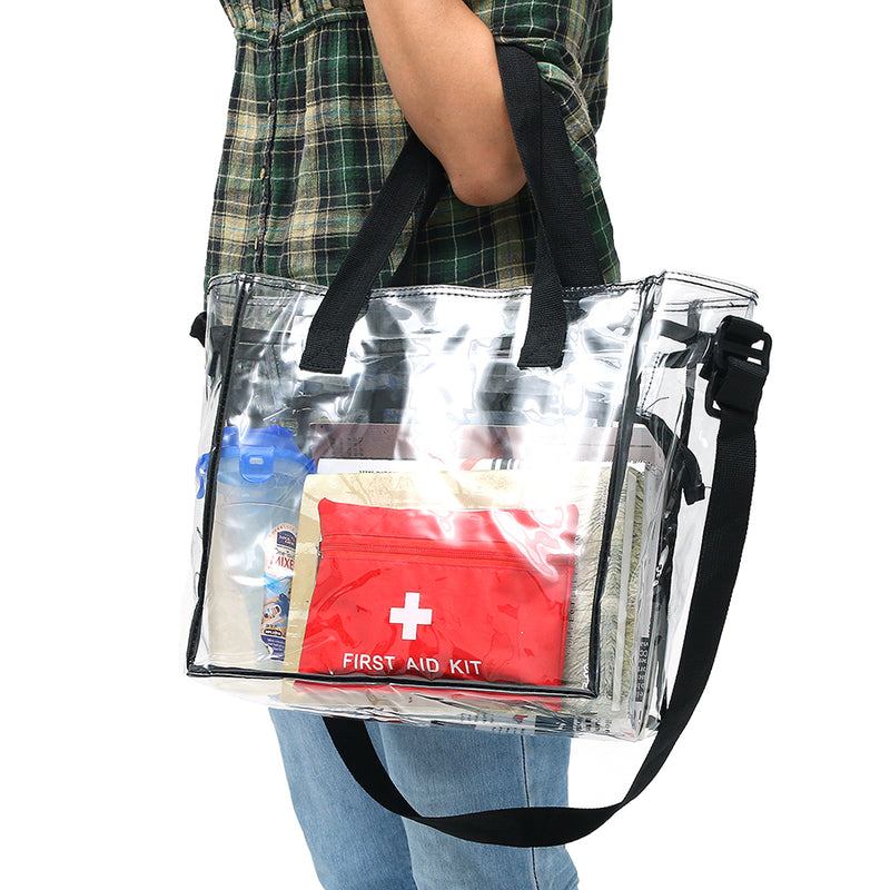 KCASA KC-0628 Clear PVC Travel Storage Bag Waterproof Zipper Adjustable Gym Shoulder Bag