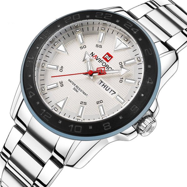 NAVIFORCE 9109 Calendar Men Wrist Watch Business Style Stainless Steel Quartz Watch