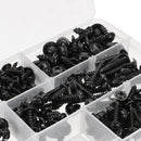 340Pcs Carbon Steel Phillips Wafer Head Flange Self Tapping Screw Black Assortment Kit
