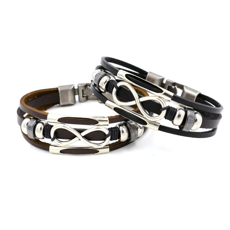 Multilayer Infinity Knot Bracelet Casual Fashion Leather Bracelets for Men Women