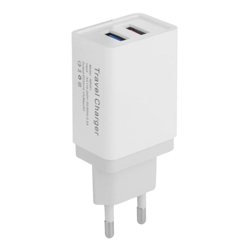 US EU 5V 2.4A Dual USB Travel Charger Power Adapter For Smartphone Tablet PC