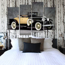 Miico Hand Painted Four Combination Decorative Paintings Retro Yellow Car Wall Art For Home Decoration