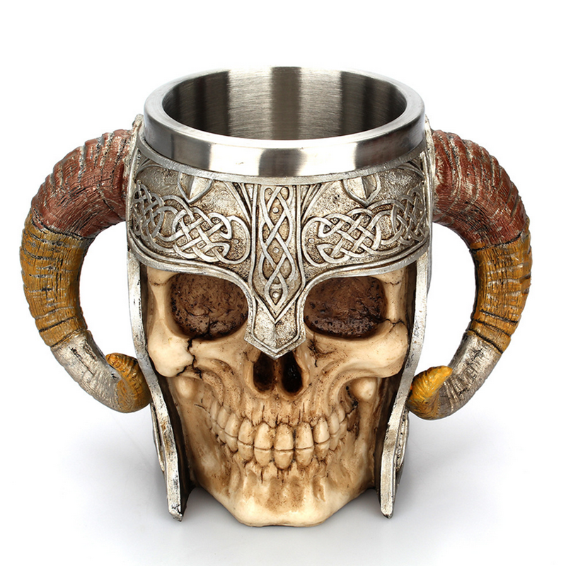 Creativity 3D Stainless Steel Skull Cup Novelty Skull Head Mug Claw Coffee Drinking Cup for Office