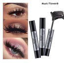 Music Flower Black Thick Double Brush Mascara Electric Eye Fixer Makeup Waterproof Longlasting Curling Smudgeproof