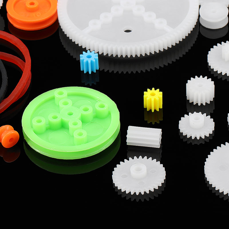 51pcs Mixed Plastic Gear Gearbox Package Kit Spindle gear Rack Pulley Belt Worm Rod Set