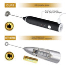 Rechargeable Milk Frother Handheld 3-Speed Adjustable For Latte Coffee Capp L4R7