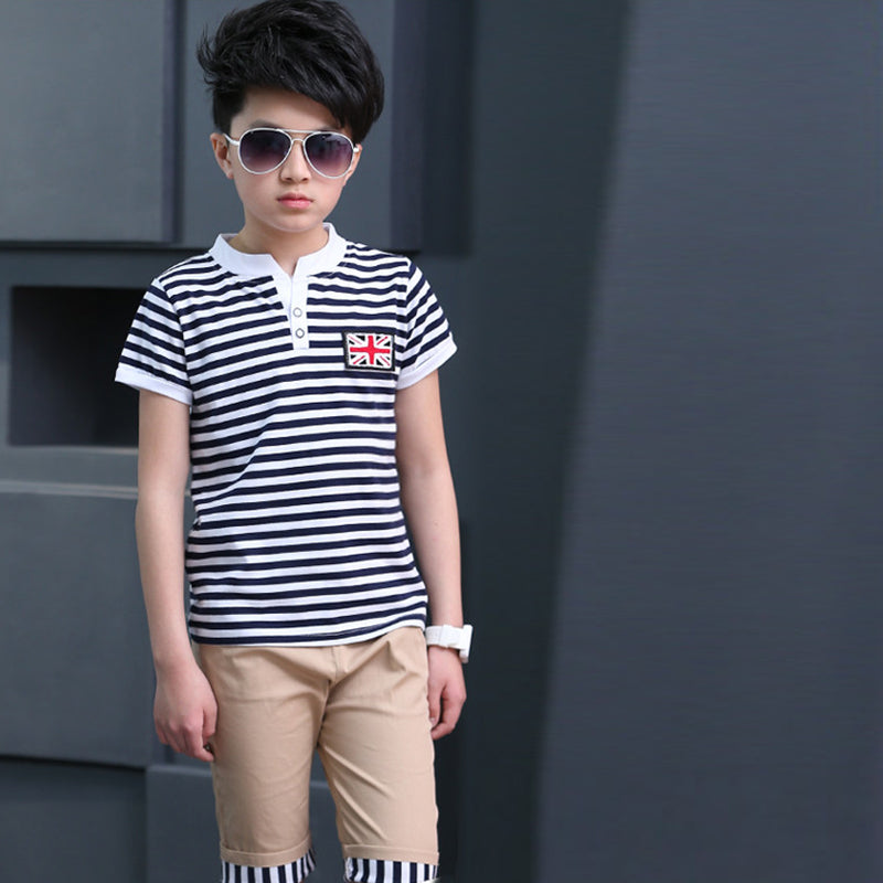 Fashion Boys Sets Clothing Children Tracksuit For Boys T-Shit Pants 2Pcs BoyP1U5