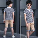 Fashion Boys Sets Clothing Children Tracksuit For Boys T-Shit Pants 2Pcs BoyP1U5