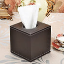 1X(Square Pu Facial Tissue Paper Holder Box Durable Cowhide Pattern Tissue