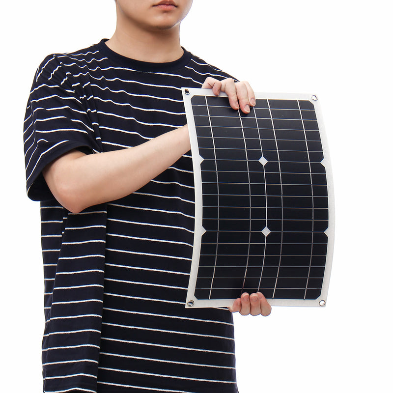 50W 18V Mono Solar Panel Dual USB 12V/5V DC Monocrystalline Flexible Solar Charger For Car RV Boat Battery Charger Waterproof