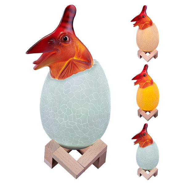 Loskii KL-02 Decorative 3D Pterosaur Egg Smart Night Light 3 Colors Change Touch Switch LED Nightlight For Christmas Gift