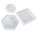 3 Pack Diy Coaster Silicone Mold, Include Round, Square, Hexagon, Bottom Br V1E3
