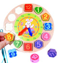 Wooden Toys Colorful 12 Digital Clock Toys Digital Geometry Cognitive Match