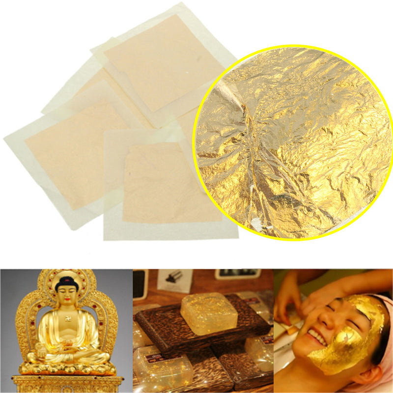 10Pcs Sheets Gold Foil 24K Gold Leaf Foil Sheets 4.33x4.33cm