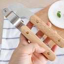 1X(Stainless Steel Garlic Press With Wooden Handle Garlic Crusher Cutter Gi