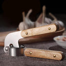 1X(Stainless Steel Garlic Press With Wooden Handle Garlic Crusher Cutter Gi