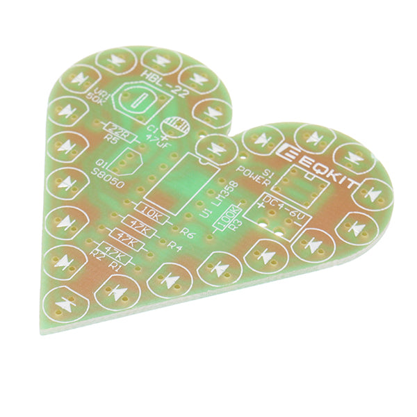 EQKIT Heart Shaped Light Kit DIY LED Flash Breathing Light Parts Red Green Blue White Color Optional