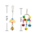 1X(6 Pieces Bird Swing Toys Bell Colorful Natural Wood Hammock Hanging Perc