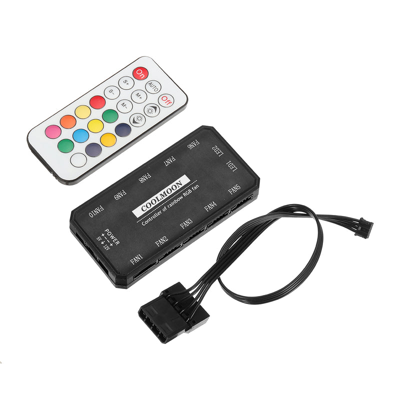 Coolmoon 12V RGB Cooling Fan Remote Control Controller Switching Adjustable Brightness Speed of Fan