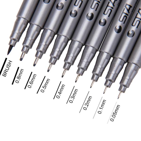 STA 8050 Waterproof Needle Pen Sketch Pen Line Pen Drawing Pen hand-painted Hook Line Pen Soft Head Beauty Gel Pen