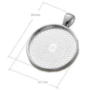 20 Set Round Bezel Pendant Trays With Glass Dome Tile Cabochon 25Mm Blanks  K9U1