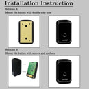 Cacazi Waterproof Wireless Doorbell Dc Battery-Operated 300M Remote Led Fla