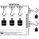 1X(6Pcs Magnetic Hooks, Premium 25Lb Neodymium Heavy Duty Magnetic Hooks,In