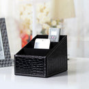 1X(Luxury Leather Desktop Remote Control/Tv Guide Organizer Box Makeup Cosm