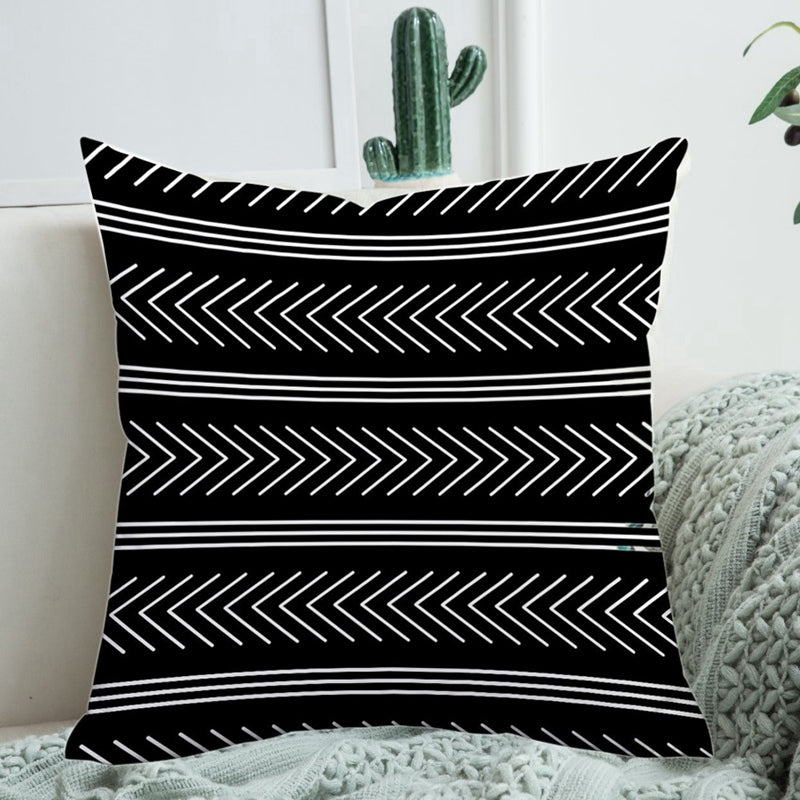 1X(Pack Of 4 Decorative Outdoor Pillow Cover Geometric Pattern Modern Style