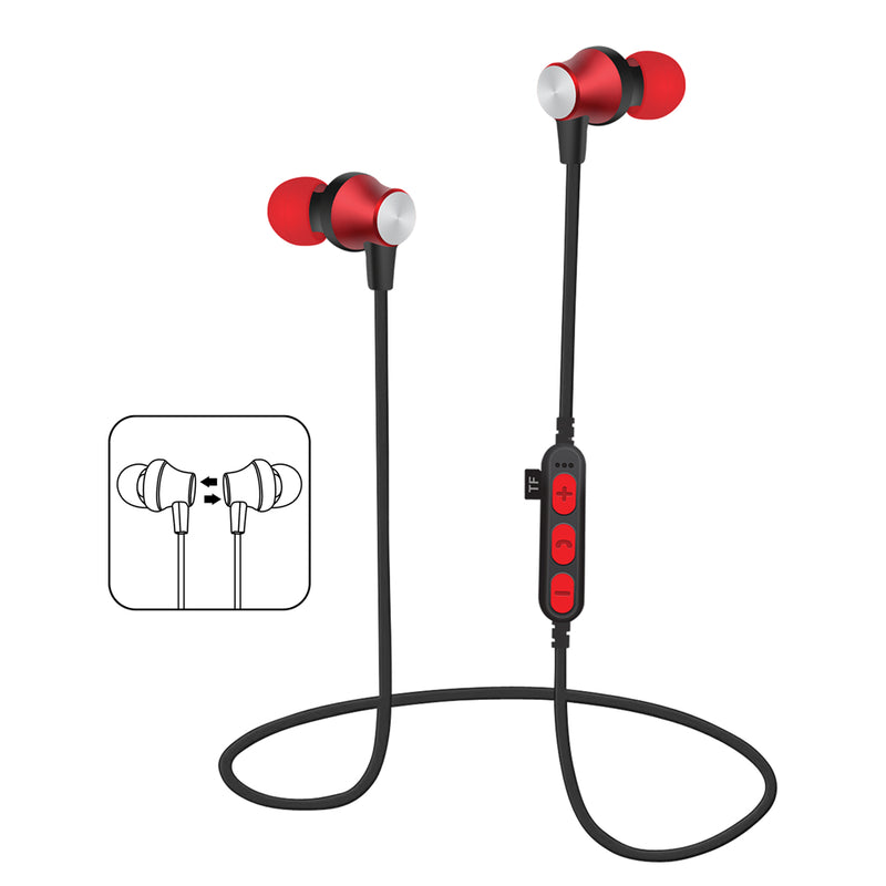 Mykind T2 bluetooth Earphone Magnetic Adsorption Heavy Bass TF Card Sports Headphone Earbuds