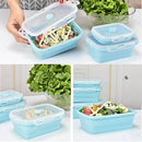 1X(4 Piece Set Blue Food Grade Silicone Lunch Box Folding Eco-Friendly Food