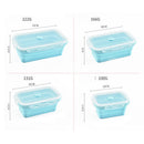1X(4 Piece Set Blue Food Grade Silicone Lunch Box Folding Eco-Friendly Food