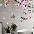 1X(Peach Blossom Tree Branch Wall Stickers Diy Flowers Birds Wall Decals Fo