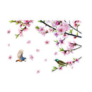 1X(Peach Blossom Tree Branch Wall Stickers Diy Flowers Birds Wall Decals Fo