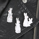 Creative White Rabbit Brooch Evil Animal Bunny Enamel Pins Metal Buckle Pin H6V9